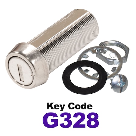 Global RV SS Compartment Lock, Cam/Blade Style, 1-3/4in Threaded Barrel, Blades not Included, Keyed to G328 CLB-328-134-SS